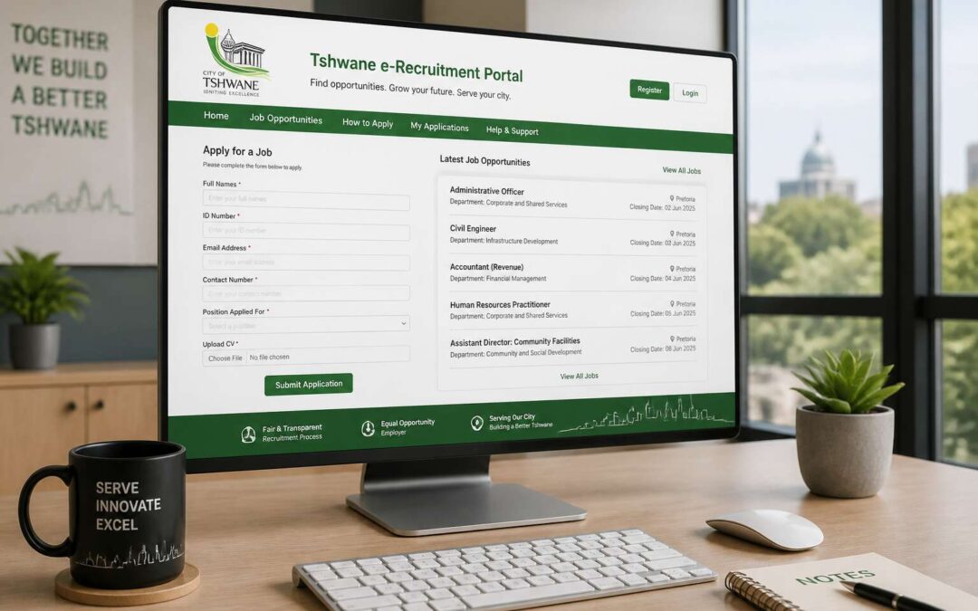Tshwane e recruitment lists all active municipal vacancies.